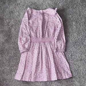 GAP Pink Floral Smocked Waist Long-Sleeve Dress